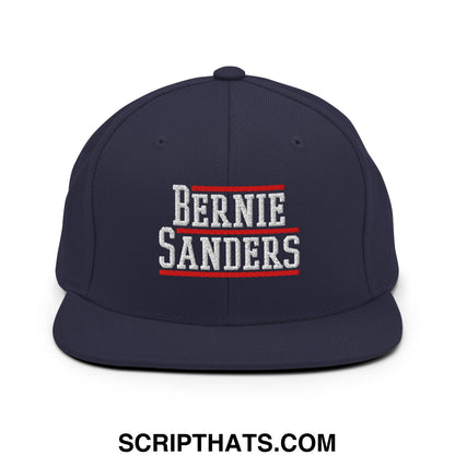 Bernie Sanders Embroidered Flat Bill Brim Snapback Hat Navy