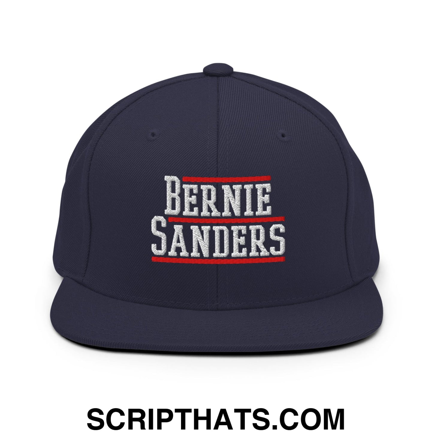 Bernie Sanders Embroidered Flat Bill Brim Snapback Hat Navy