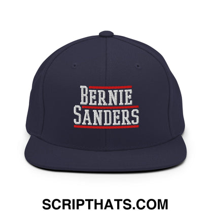 Bernie Sanders Embroidered Flat Bill Brim Snapback Hat Navy