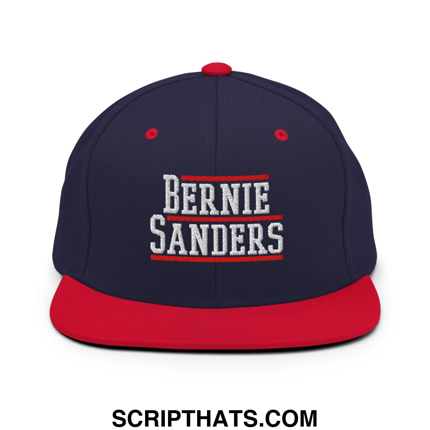 Bernie Sanders Embroidered Flat Bill Brim Snapback Hat Navy Red
