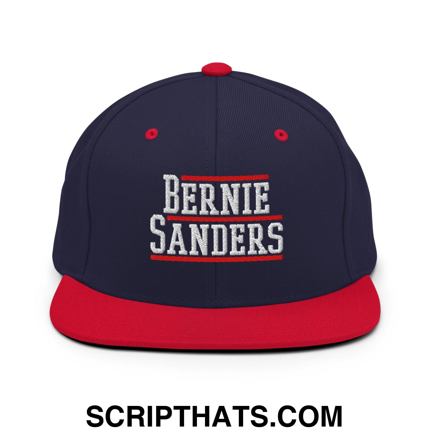 Bernie Sanders Embroidered Flat Bill Brim Snapback Hat Navy Red