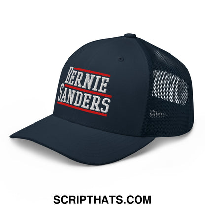 Bernie Sanders Embroidered Mesh Trucker Hat Navy