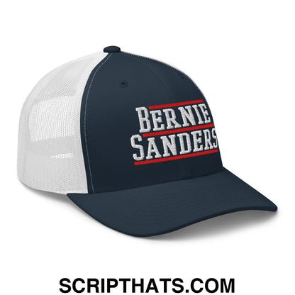 Bernie Sanders Embroidered Mesh Trucker Hat Navy White