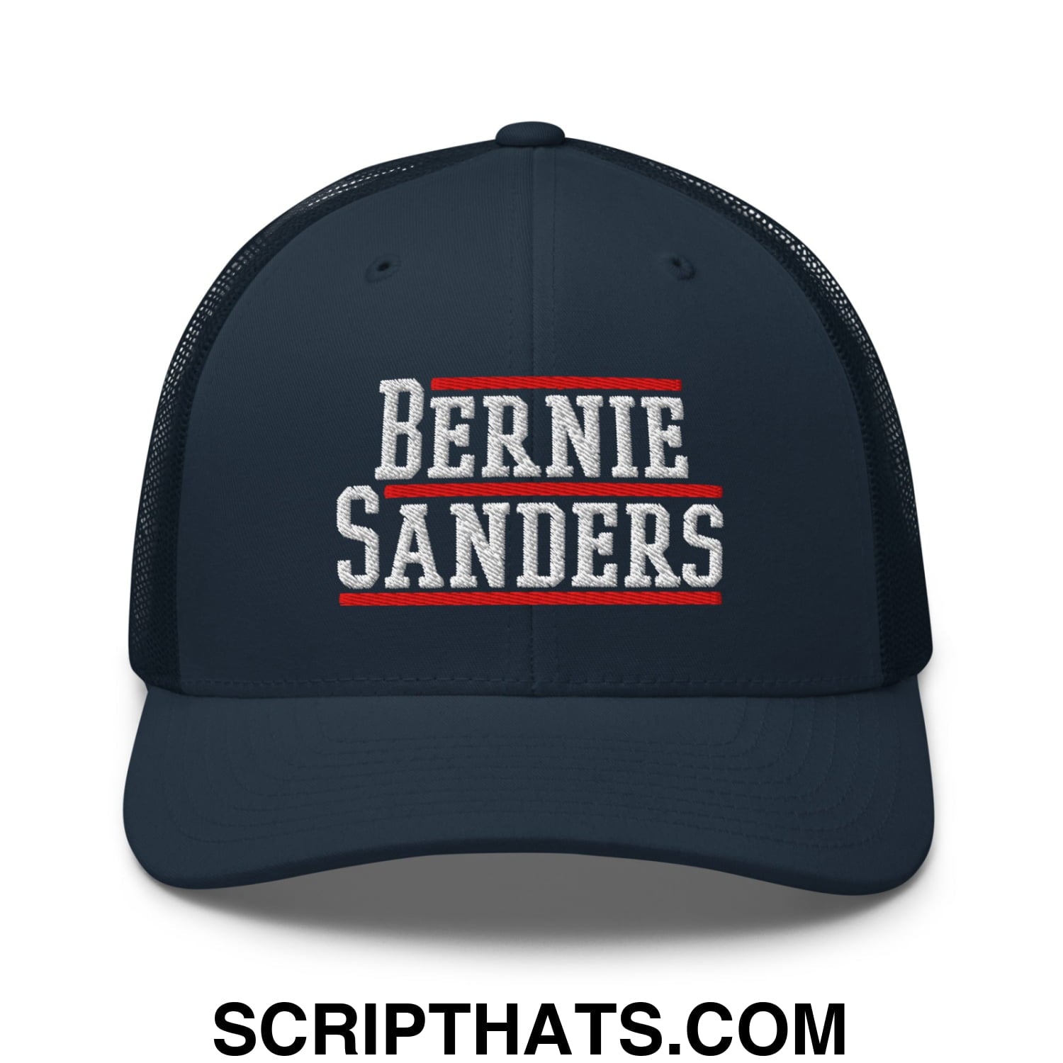 Bernie Sanders Embroidered Mesh Trucker Hat Navy
