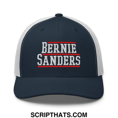 Bernie Sanders Embroidered Mesh Trucker Hat Navy White