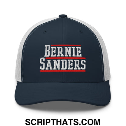 Bernie Sanders Embroidered Mesh Trucker Hat Navy White
