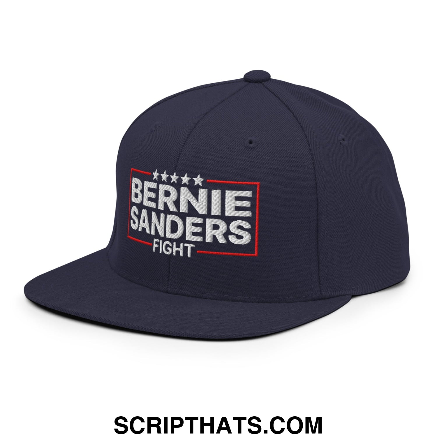 Bernie Sanders Fight Embroidered Flat Bill Brim Snapback Hat Navy