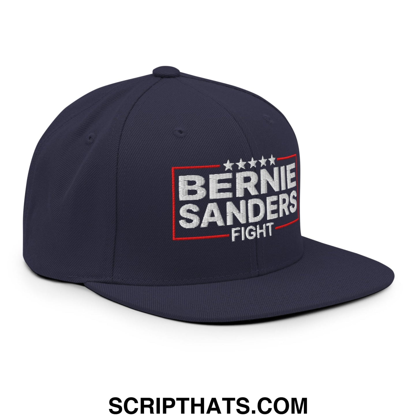 Bernie Sanders Fight Embroidered Flat Bill Brim Snapback Hat Navy