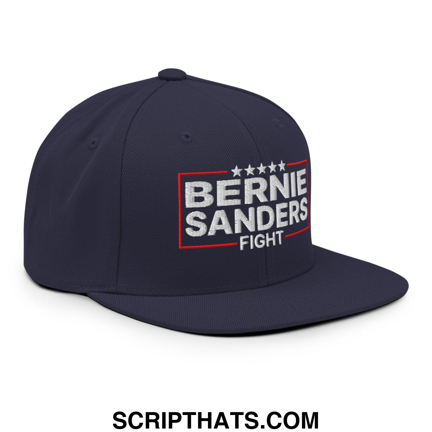 Bernie Sanders Fight Embroidered Flat Bill Brim Snapback Hat Navy