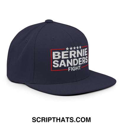 Bernie Sanders Fight Embroidered Flat Bill Brim Snapback Hat Navy