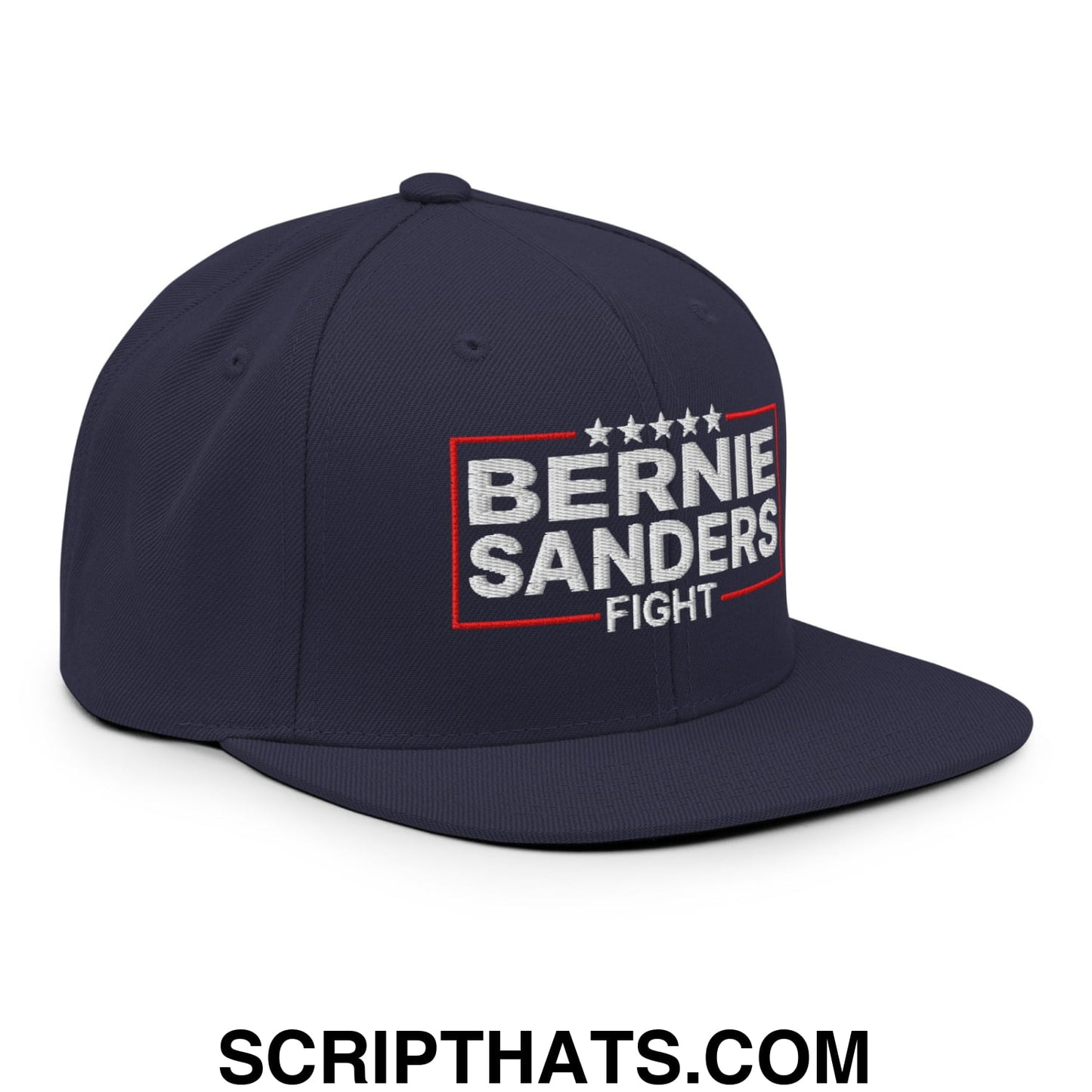 Bernie Sanders Fight Embroidered Flat Bill Brim Snapback Hat Navy