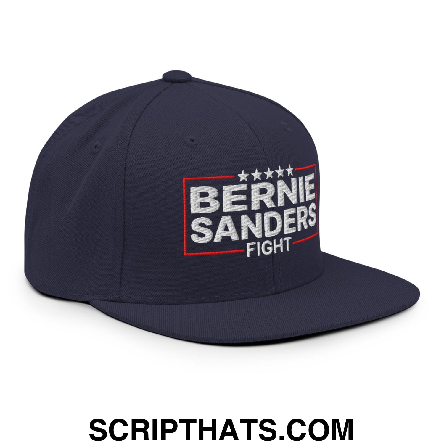 Bernie Sanders Fight Embroidered Flat Bill Brim Snapback Hat Navy