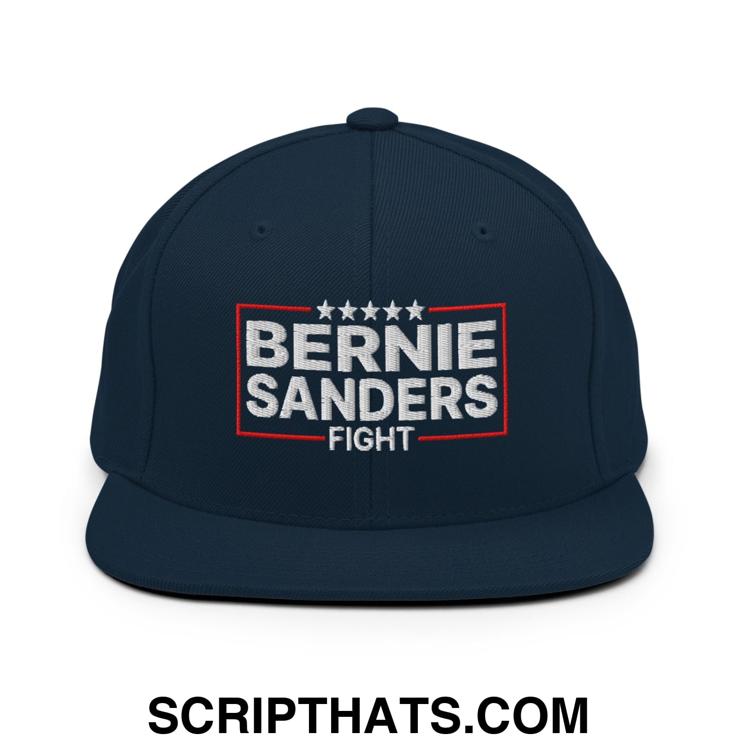 Bernie Sanders Fight Embroidered Flat Bill Brim Snapback Hat Dark Navy