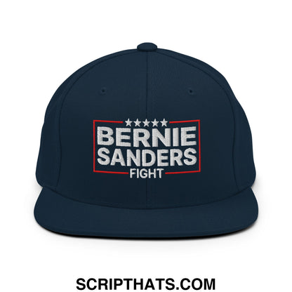 Bernie Sanders Fight Embroidered Flat Bill Brim Snapback Hat Dark Navy