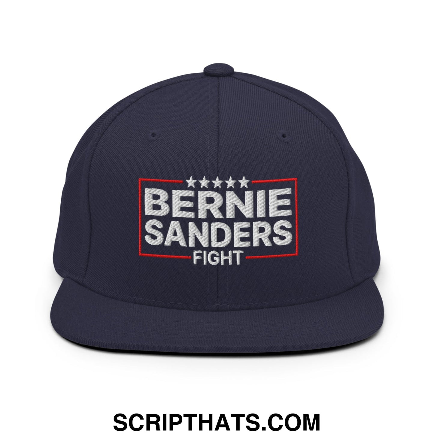 Bernie Sanders Fight Embroidered Flat Bill Brim Snapback Hat Navy