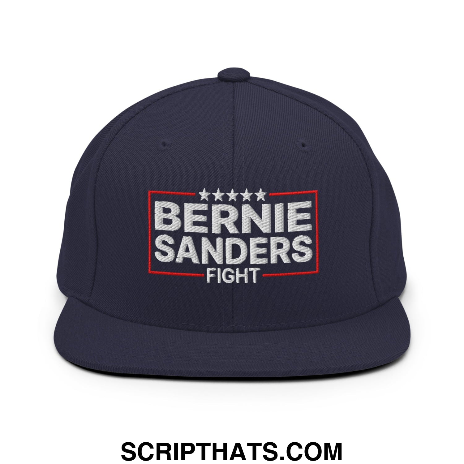 Bernie Sanders Fight Embroidered Flat Bill Brim Snapback Hat Navy