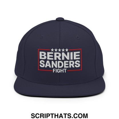 Bernie Sanders Fight Embroidered Flat Bill Brim Snapback Hat Navy