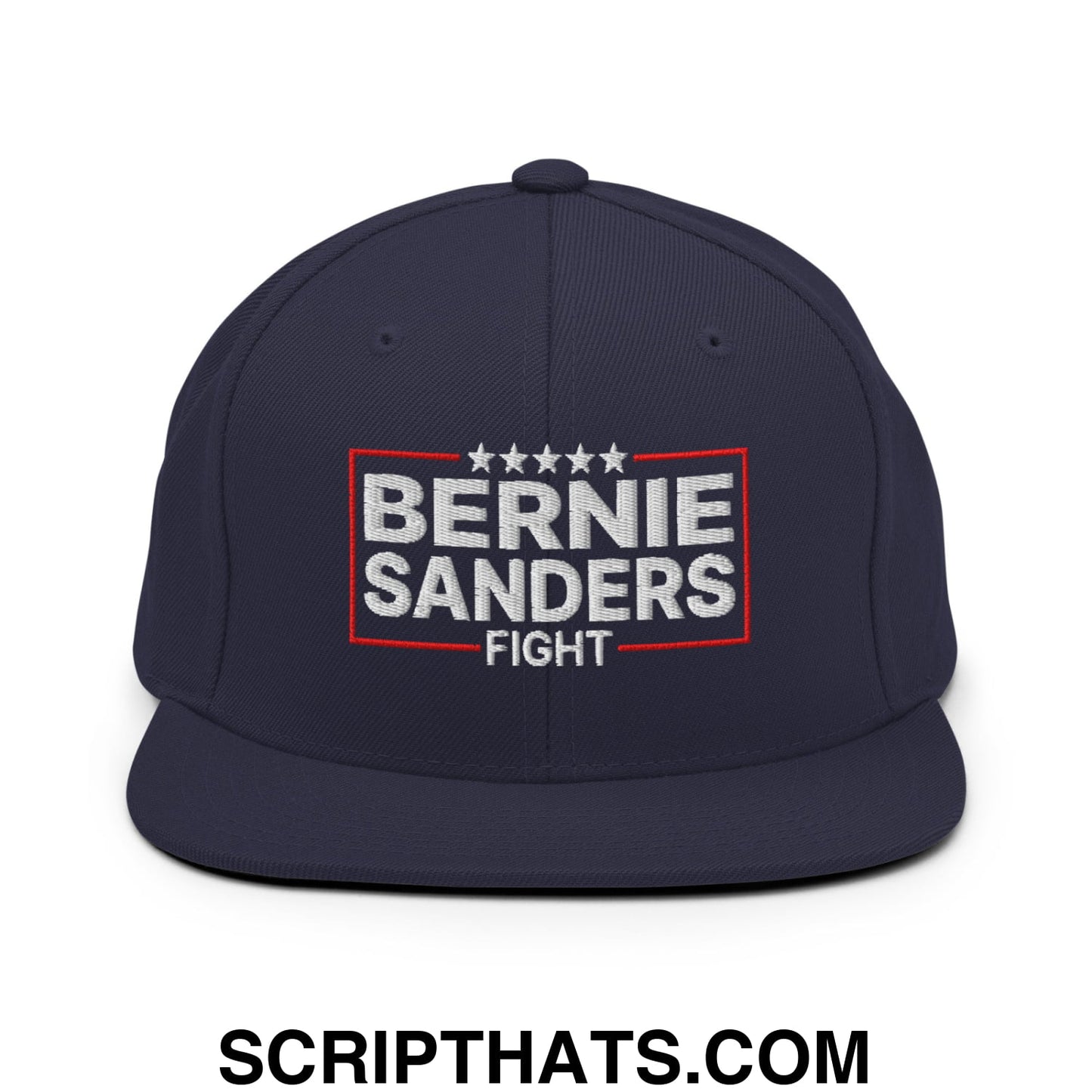 Bernie Sanders Fight Embroidered Flat Bill Brim Snapback Hat Navy