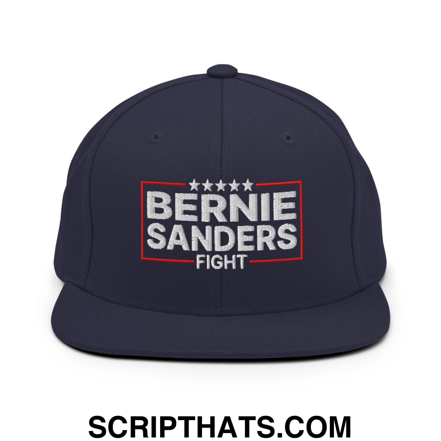 Bernie Sanders Fight Embroidered Flat Bill Brim Snapback Hat Navy