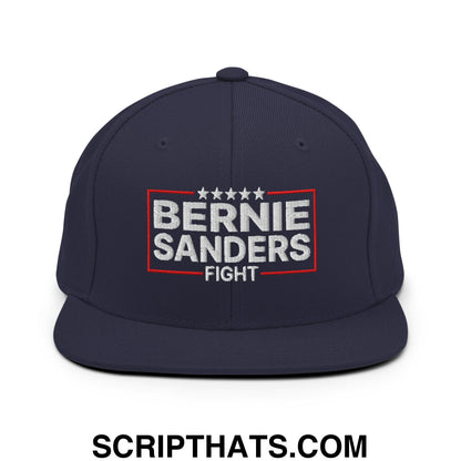 Bernie Sanders Fight Embroidered Flat Bill Brim Snapback Hat Navy
