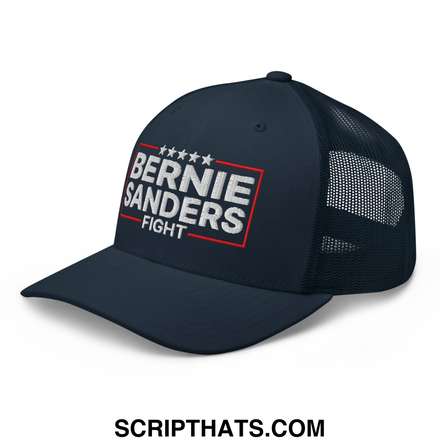 Bernie Sanders Fight Embroidered Mesh Trucker Hat Navy