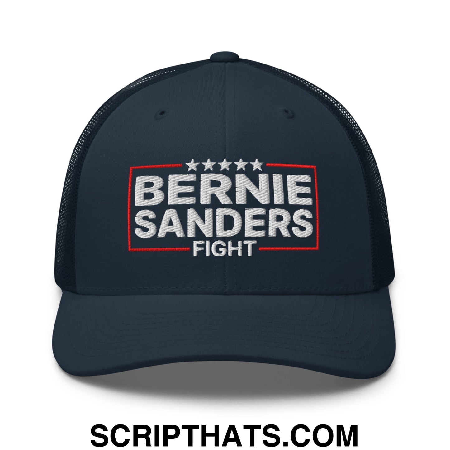 Bernie Sanders Fight Embroidered Mesh Trucker Hat Navy