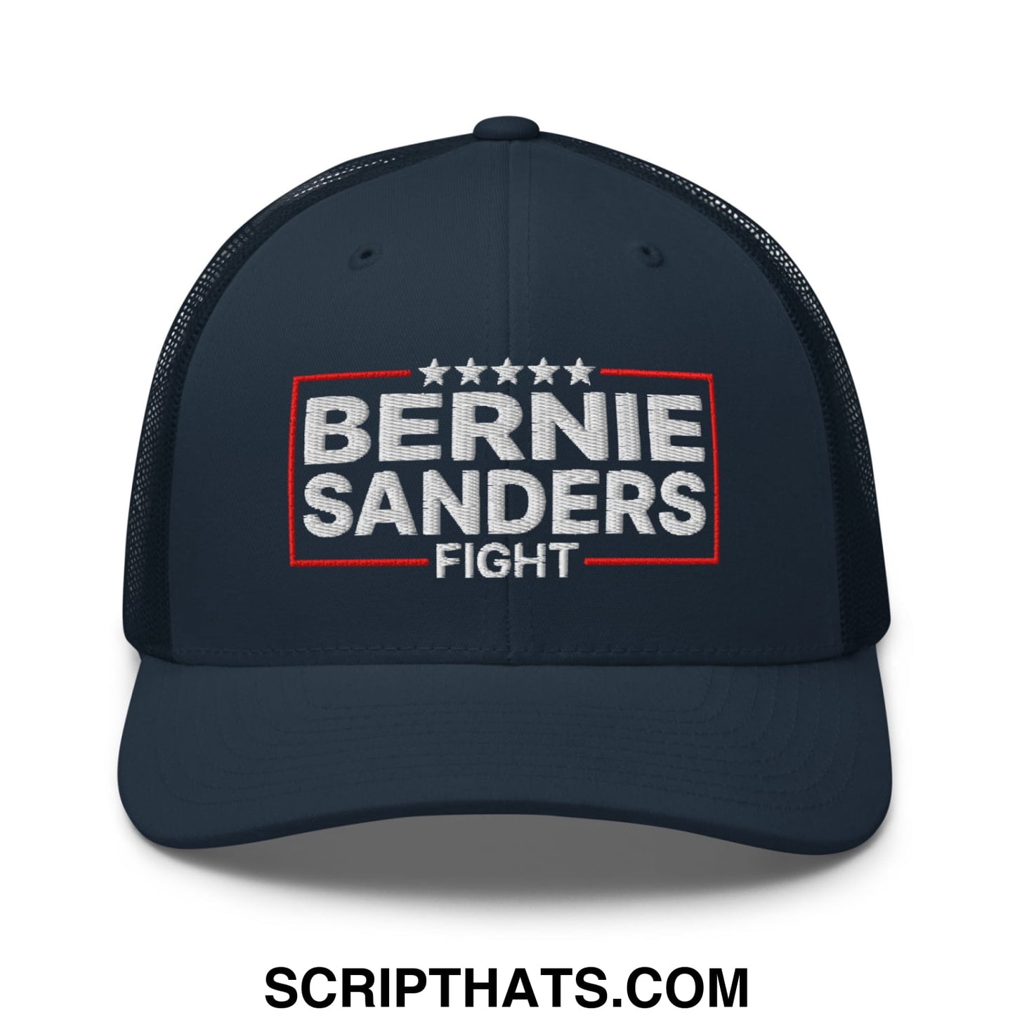 Bernie Sanders Fight Embroidered Mesh Trucker Hat Navy