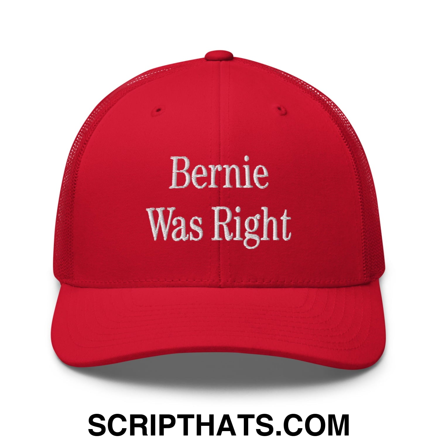 Bernie Was Right Embroidered Mesh Trucker Hat Red