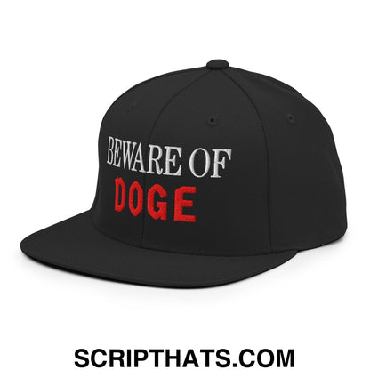 Beware of DOGE Embroidered Flat Bill Brim Snapback Hat Black