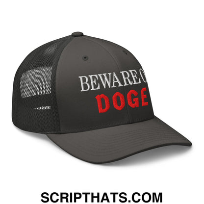 Beware of DOGE Embroidered Mesh Trucker Hat Charcoal