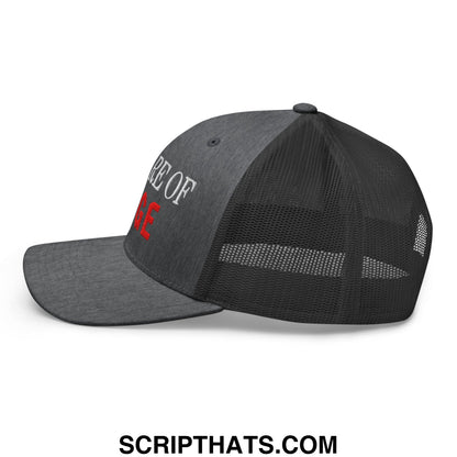 Beware of DOGE Embroidered Mesh Trucker Hat Dark Heather Gray