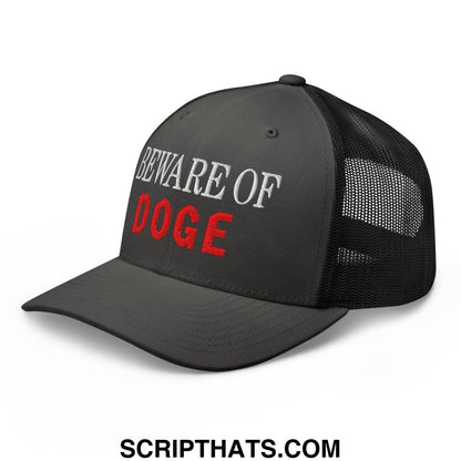 Beware of DOGE Embroidered Mesh Trucker Hat Charcoal Black