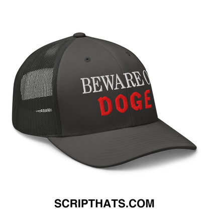 Beware of DOGE Embroidered Mesh Trucker Hat Charcoal