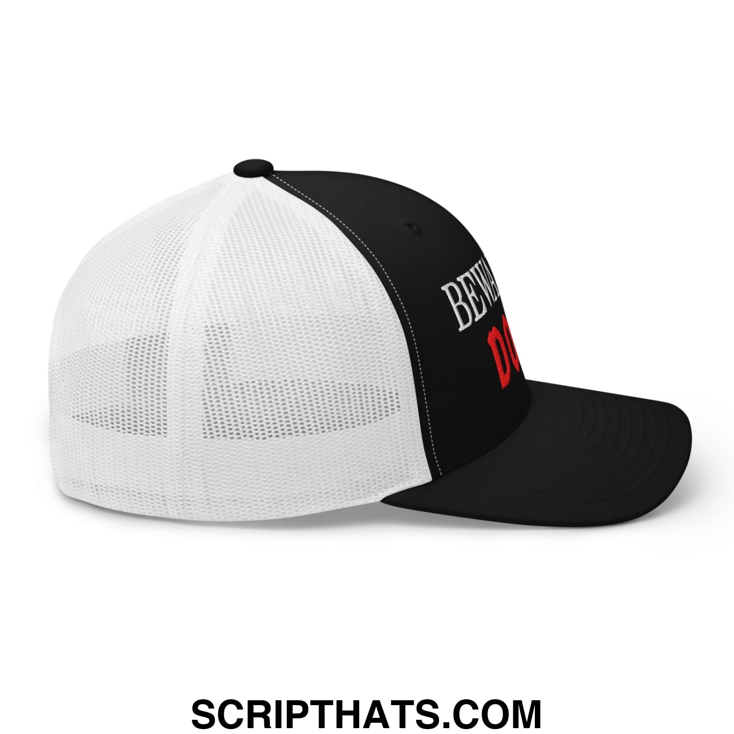 Beware of DOGE Embroidered Mesh Trucker Hat Black White