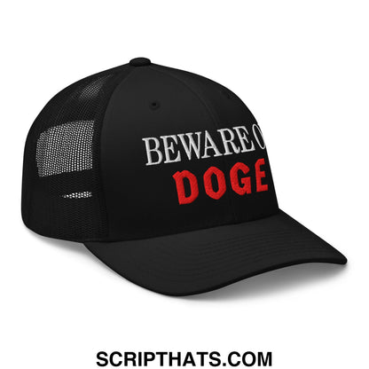 Beware of DOGE Embroidered Mesh Trucker Hat Black