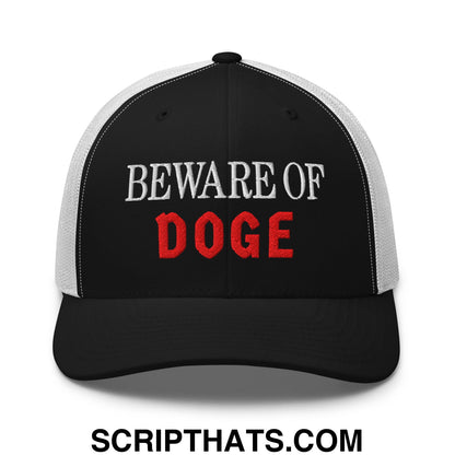 Beware of DOGE Embroidered Mesh Trucker Hat Black White