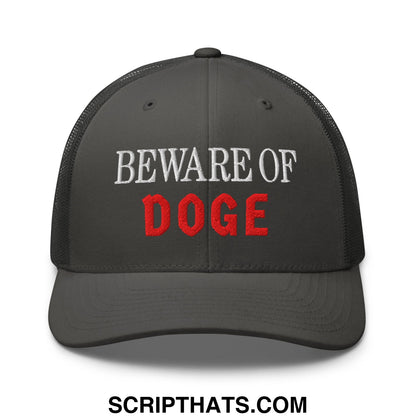 Beware of DOGE Embroidered Mesh Trucker Hat Charcoal