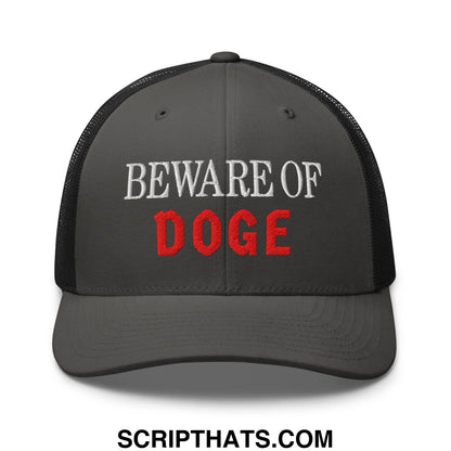 Beware of DOGE Embroidered Mesh Trucker Hat Charcoal Black