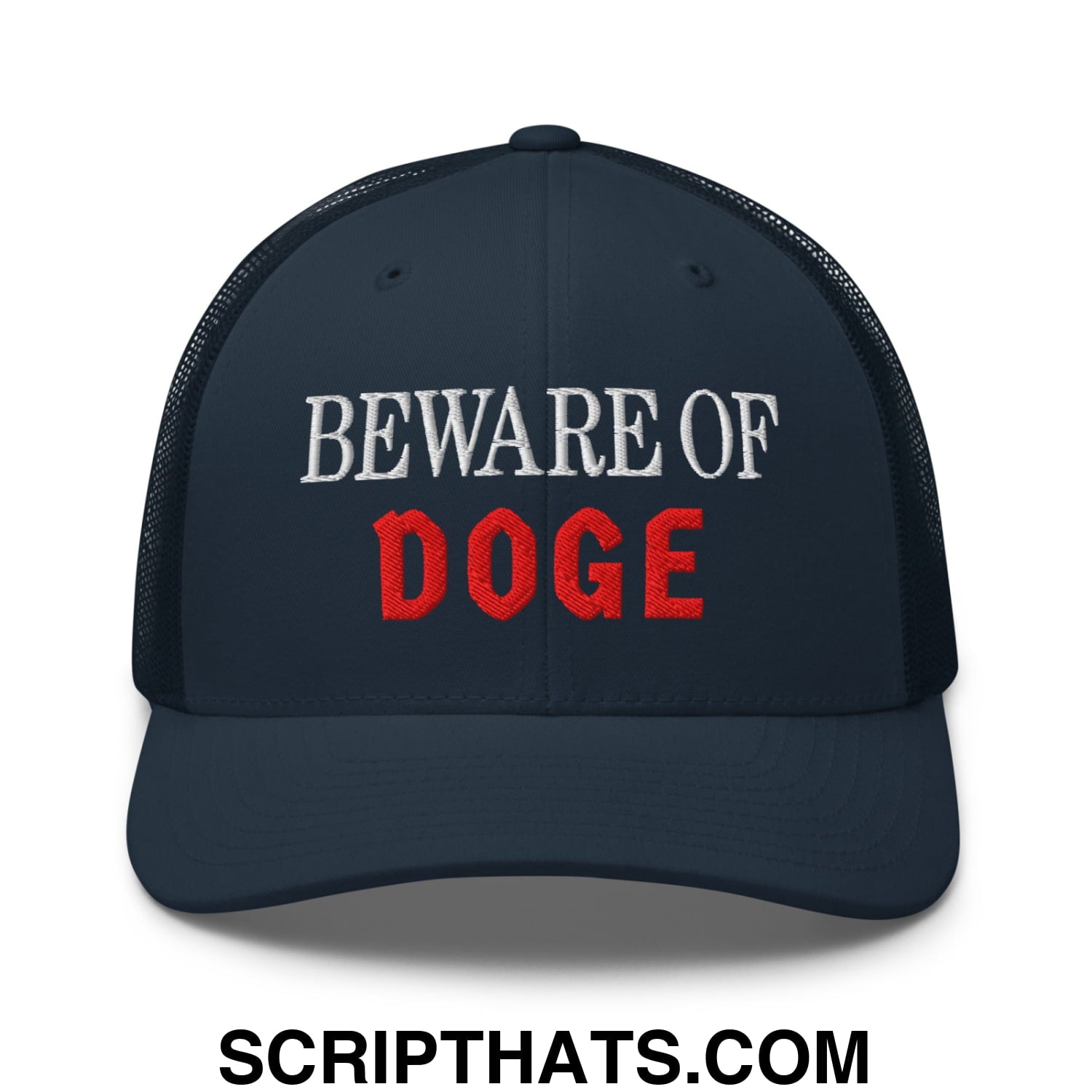 Beware of DOGE Embroidered Mesh Trucker Hat Navy