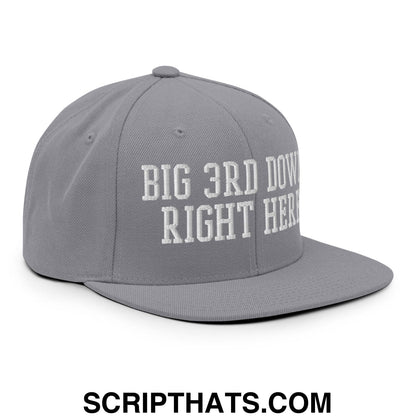 Gray flat bill brim snapback hat with white embroidered text big 3rd down right here for casual wear