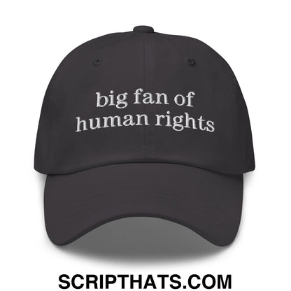 Big Fan of Human Rights Embroidered Unstructured Dad Hat Dark Grey