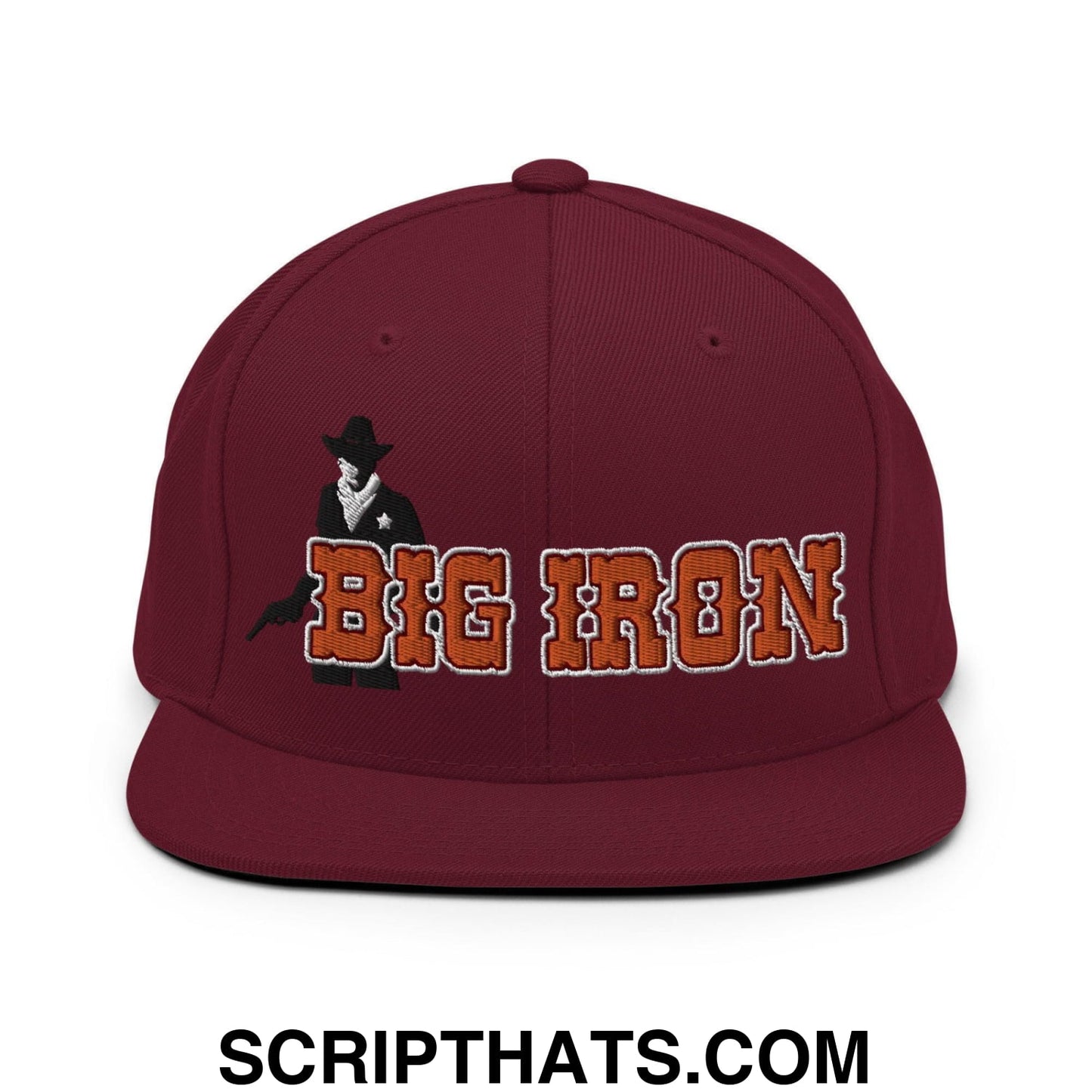 Big Iron Western Snapback Hat Maroon