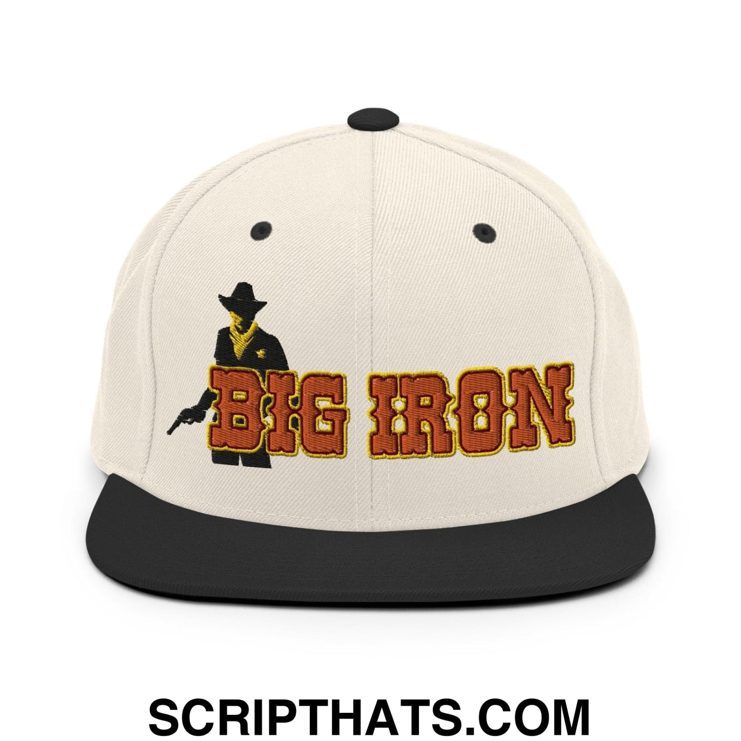 Big Iron Western Snapback Hat Natural Black