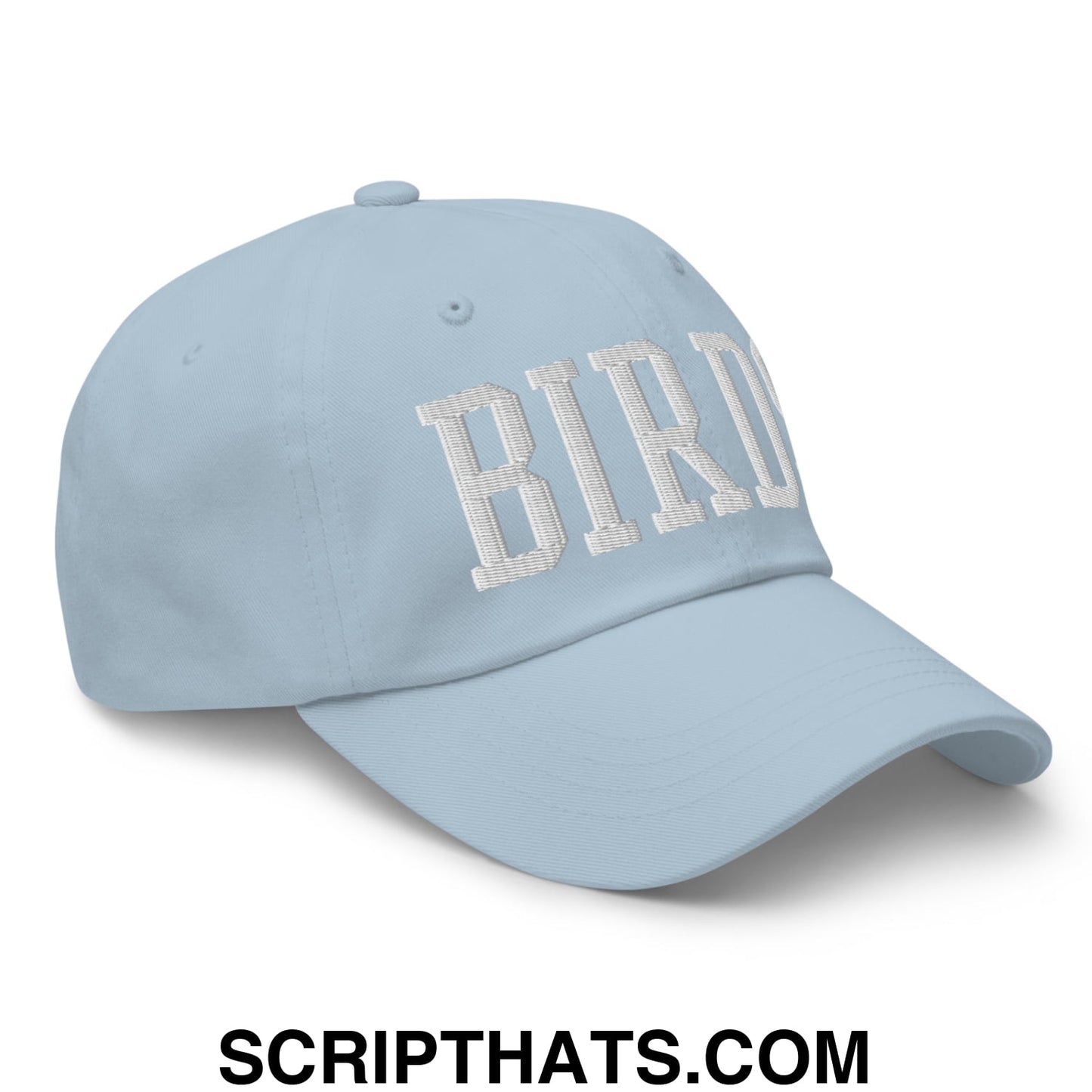 Birds Varsity Block Embroidered Unstructured Dad Hat Light Blue