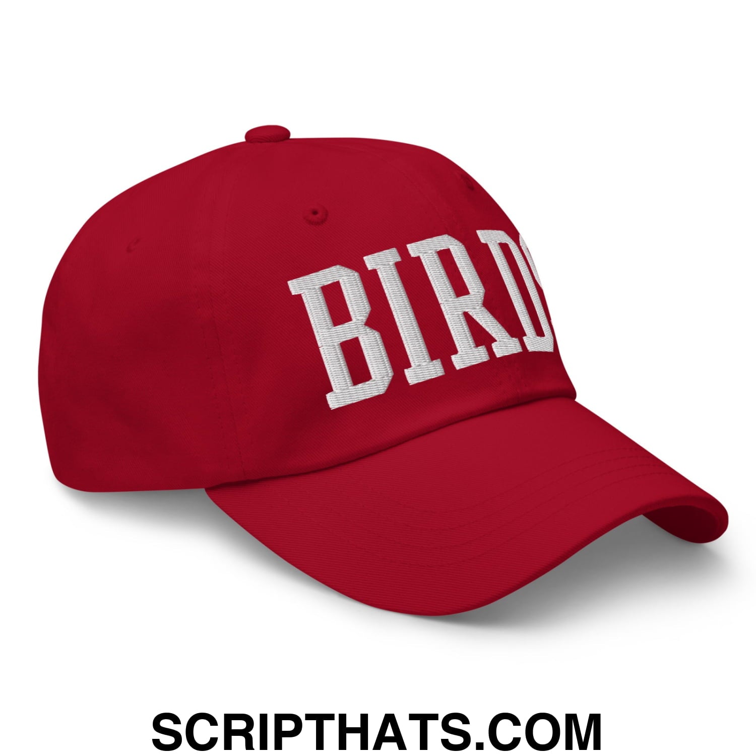 Birds Varsity Block Embroidered Unstructured Dad Hat Cranberry