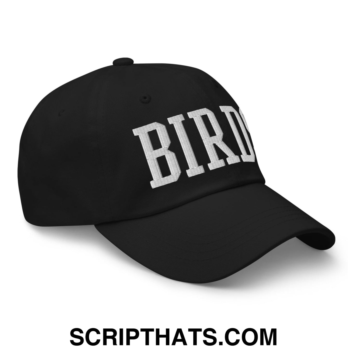 Birds Varsity Block Embroidered Unstructured Dad Hat Black