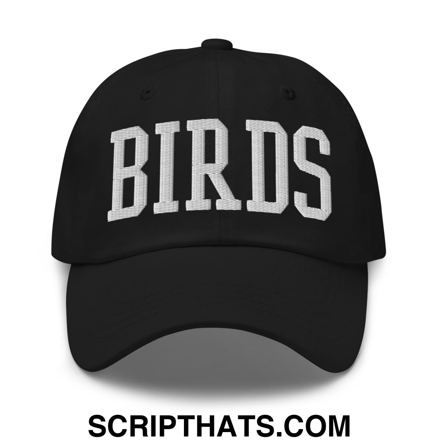 Birds Varsity Block Embroidered Unstructured Dad Hat Black