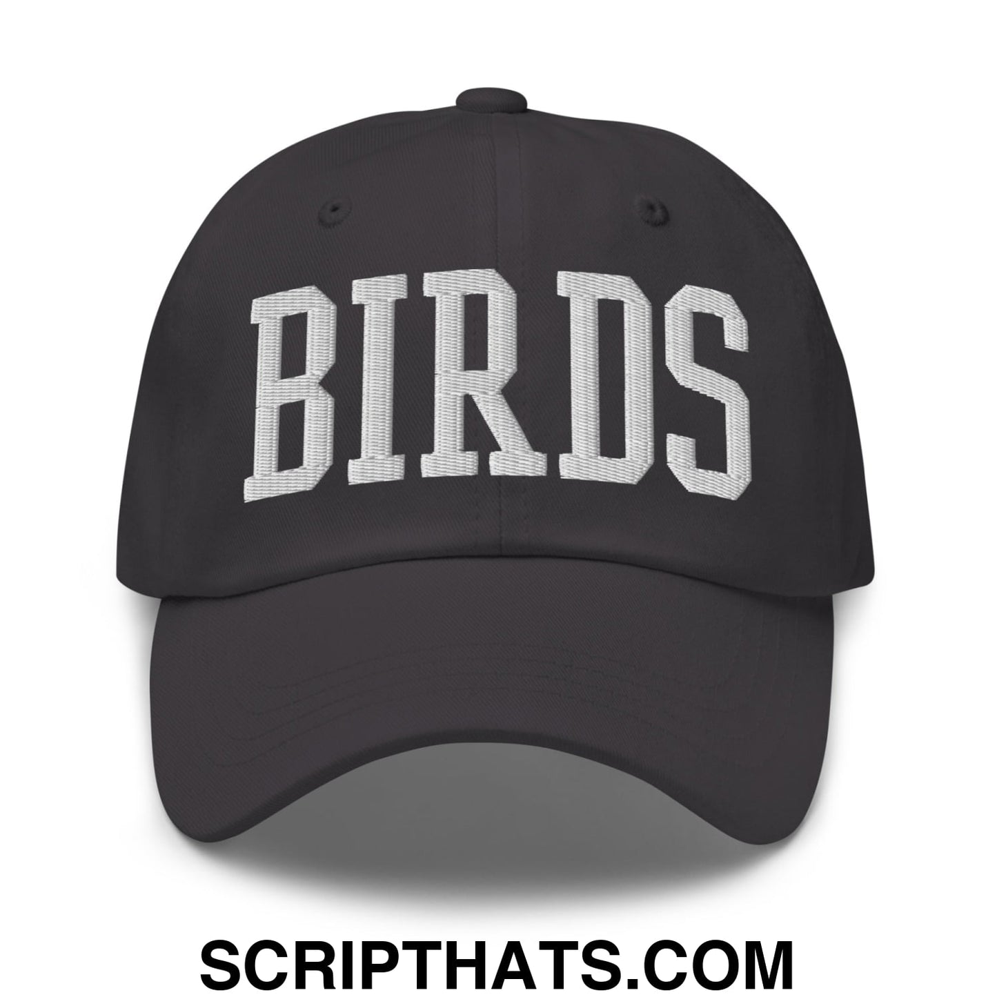 Birds Varsity Block Embroidered Unstructured Dad Hat Dark Grey