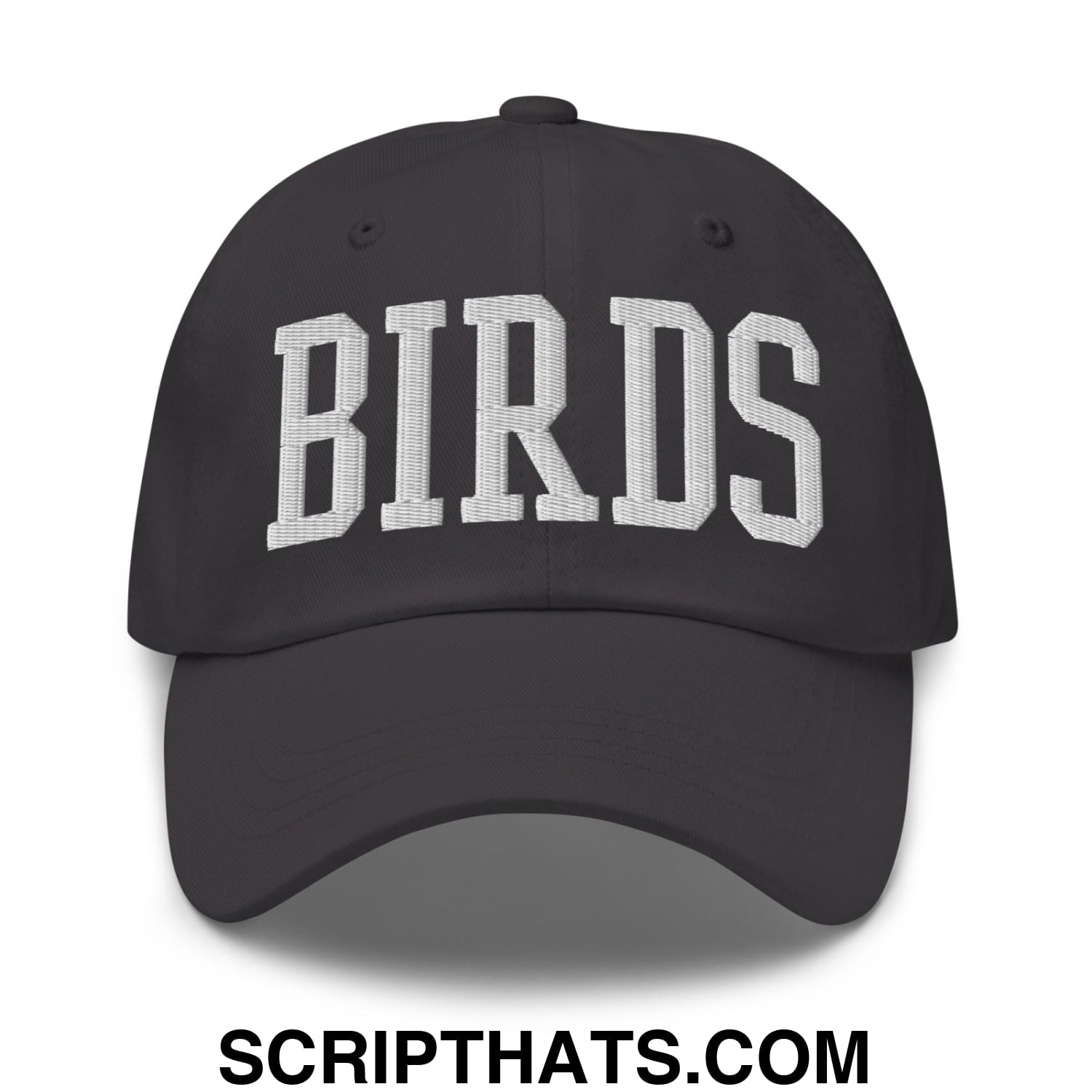 Birds Varsity Block Embroidered Unstructured Dad Hat Dark Grey