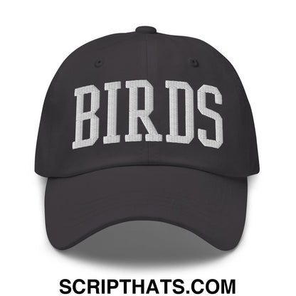 Birds Varsity Block Embroidered Unstructured Dad Hat Dark Grey